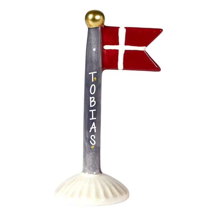 Flag blå/prikker H: 14cm keramik