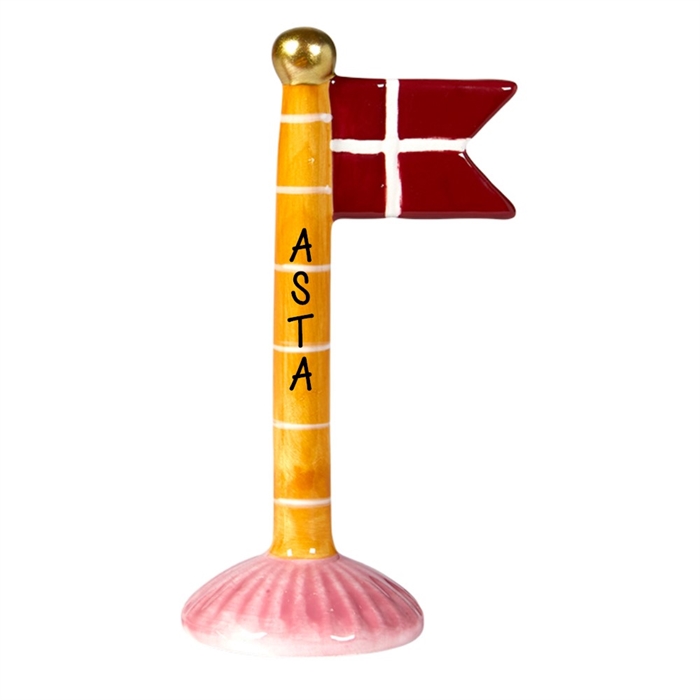 Flag gul m/lyserød bund H: 14cm keramik