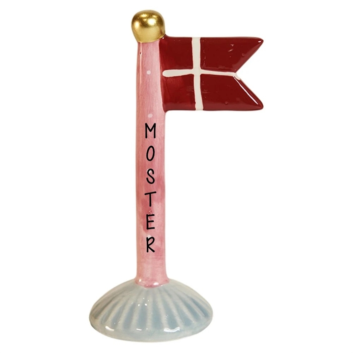 Flag Lyserød/Prikker H: 14cm keramik - Valgfri tekst