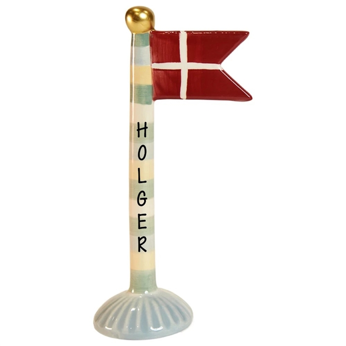 Flag med striber H: 19cm - Valgfri tekst