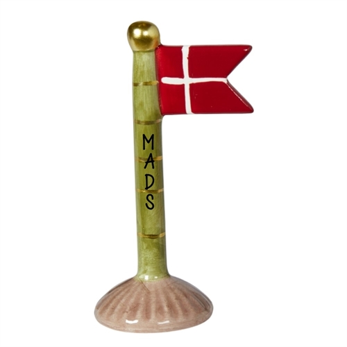 Flag grøn m/brun bund H: 14cm keramik