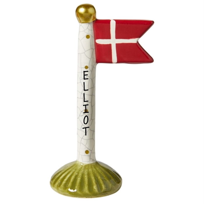 Flag krakeleret m/grøn bund H: 14cm keramik