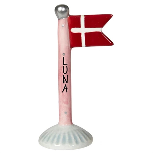 Flag lyserød m/sølvtop H: 14cm keramik