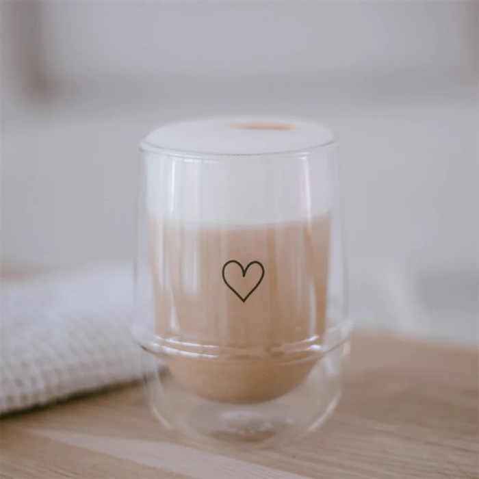 Dobbeltvægget glas 300 ml hjerte