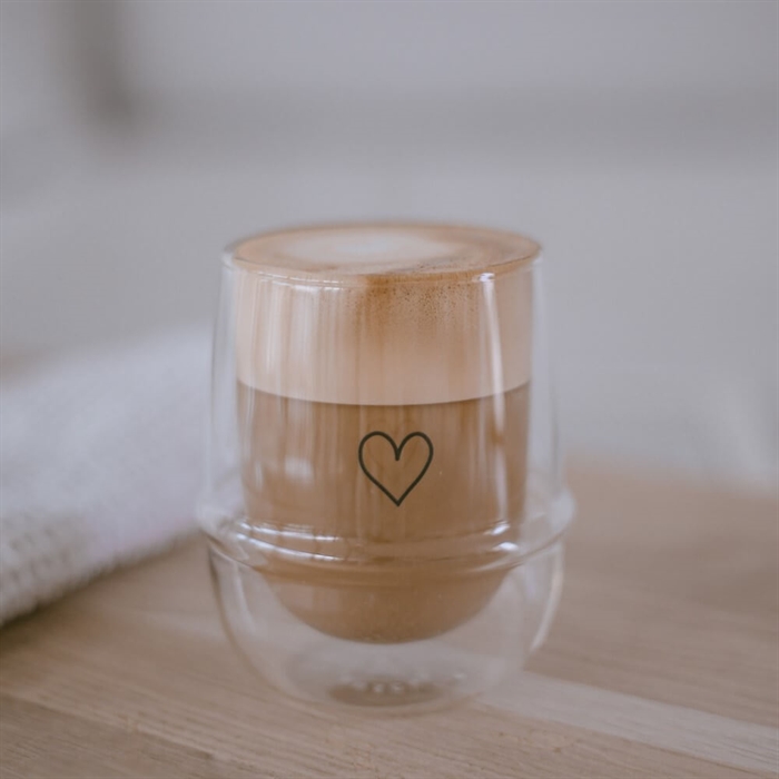 Dobbeltvægget glas 200 ml hjerte