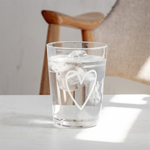 Drikkeglas hjerte hvid