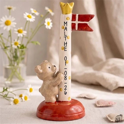 Flag med bamse H: 14cm keramik