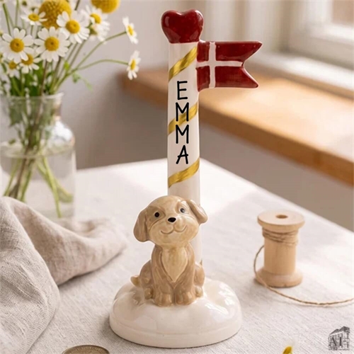 Flag med hund H: 14cm keramik