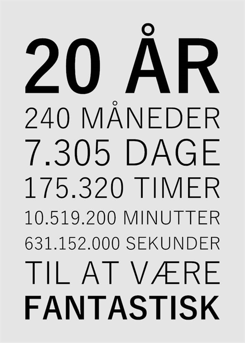  Fantastisk 20 år - 15x21 cm