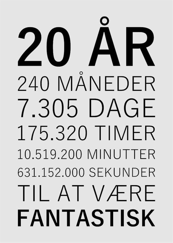  Fantastisk 20 år - 21x30 cm