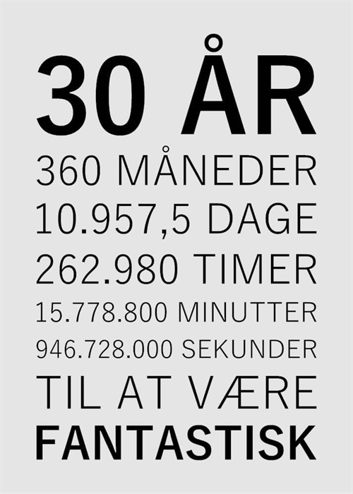  Fantastisk 30 år - 15x21 cm