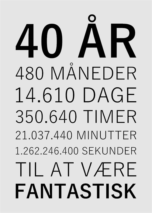  Fantastisk 40 år - 15x21 cm
