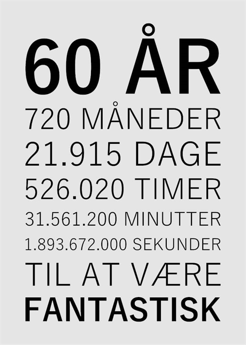  Fantastisk 60 år - 21x30 cm