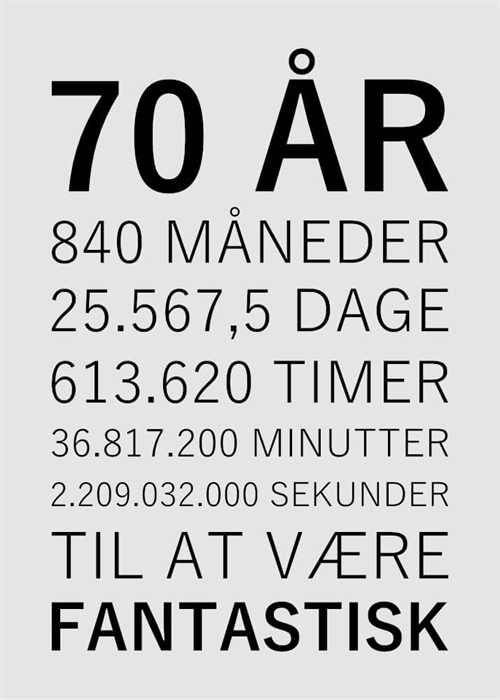  Fantastisk 70 år - 15x21 cm