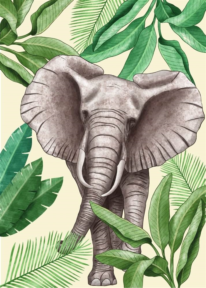 Tropical elefant - 30x40 cm