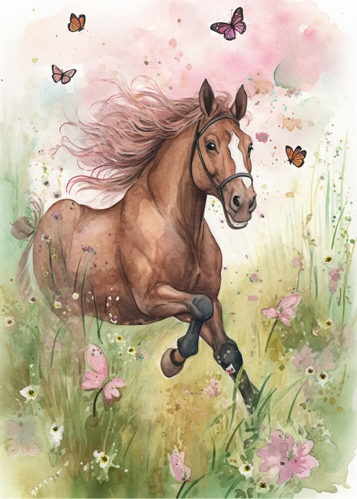 Hest på mark - 30x40 cm