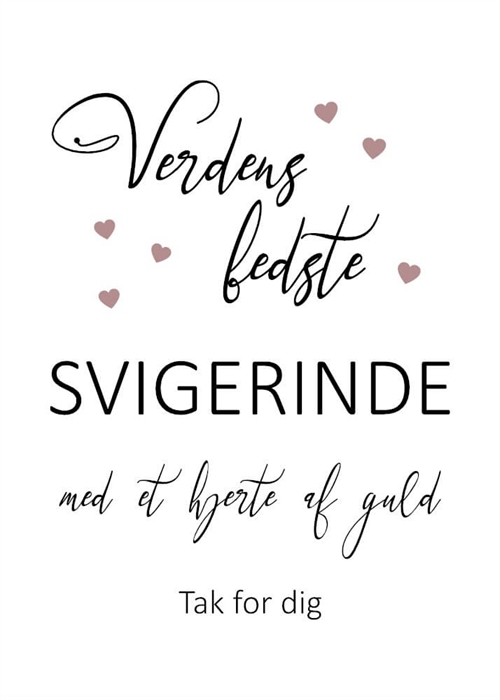 Tak for dig svigerinde - 15x21cm