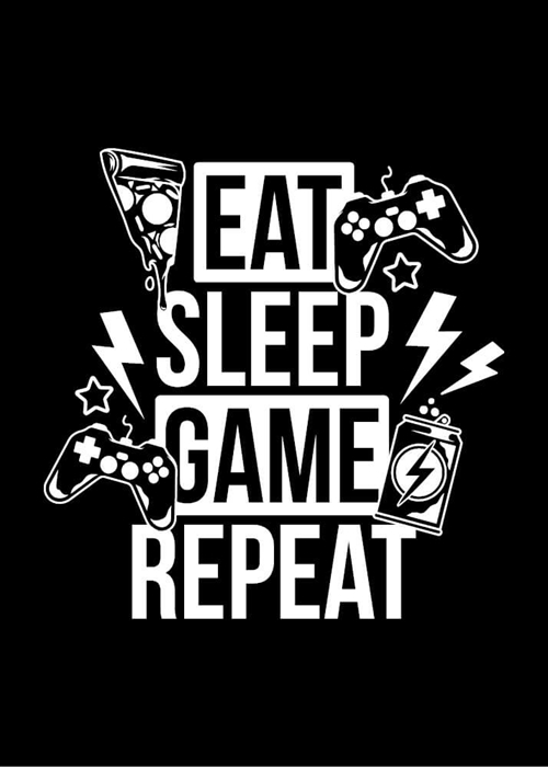 Eat-sleep-game-repeat SORT- 21x30 cm