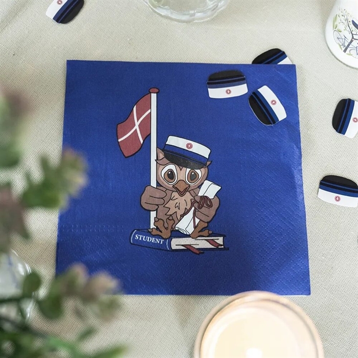 Servietter Blå ugle student - 20 stk.
