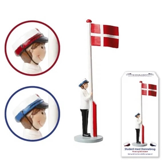 Student med flag inkl. rød og blå hue