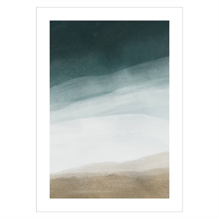Plakat - Akvarel hav og sand