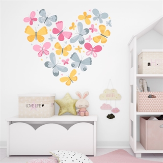 Wallsticker hjerte sommerfugl