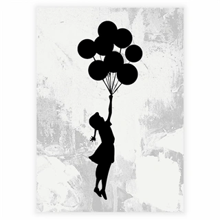 Banksy - Pige med flyvende balloner Plakat