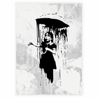 Banksy - Pige med paraply Plakat