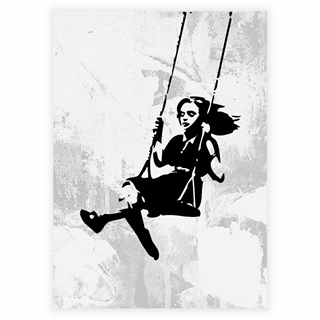 Banksy - Pige på gynge Plakat