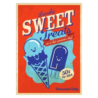 Plakat med retro tekst. Lovely  sweet treats. Homemade daily