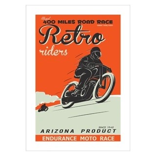 Plakat med retro tekst. 400 miles road race. Retro riders