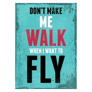 Plakat med retro tekst. Don't make me walk when I want to fly