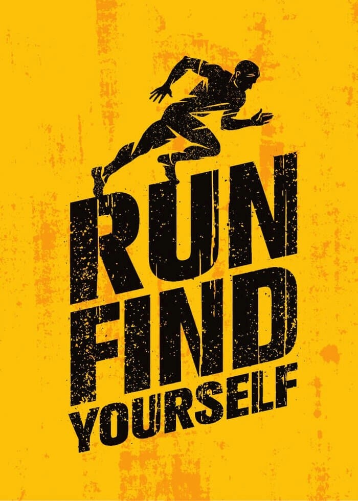 Plakat med sports tekst - Run and find yourself