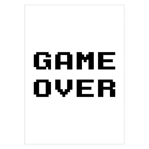 Plakat med teksten game over Pixels
