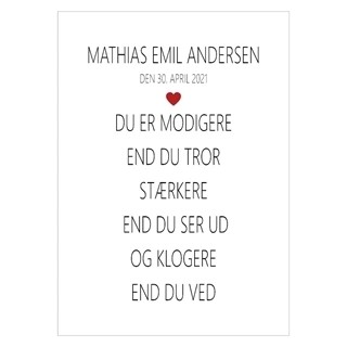Kærlig og sød tekstplakat til konfirmand