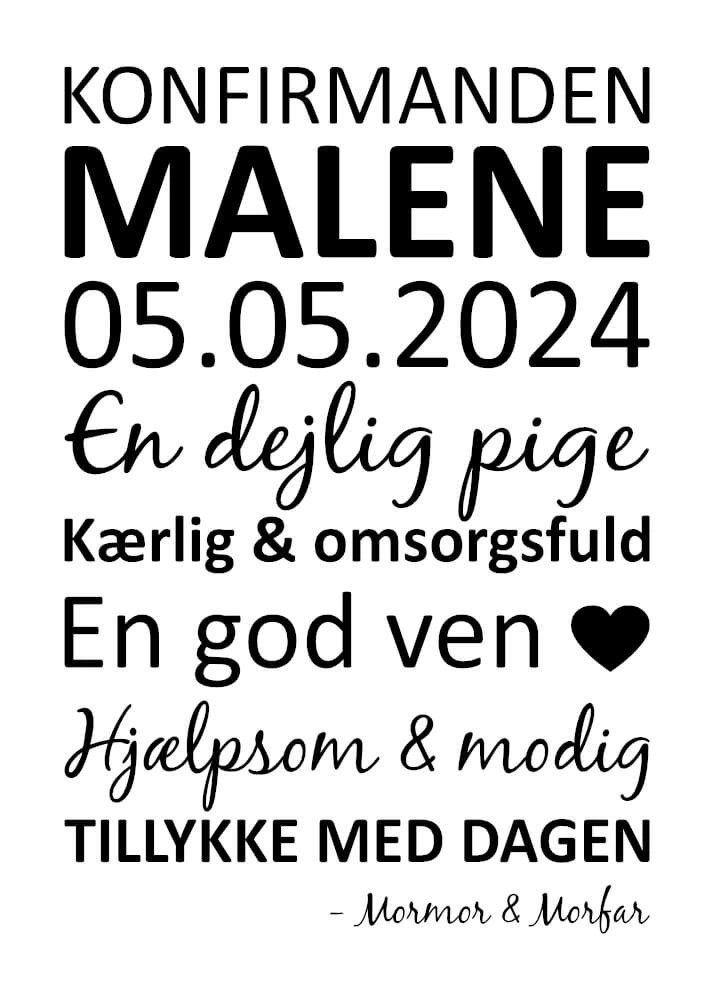 Konfirmations plakat til hende