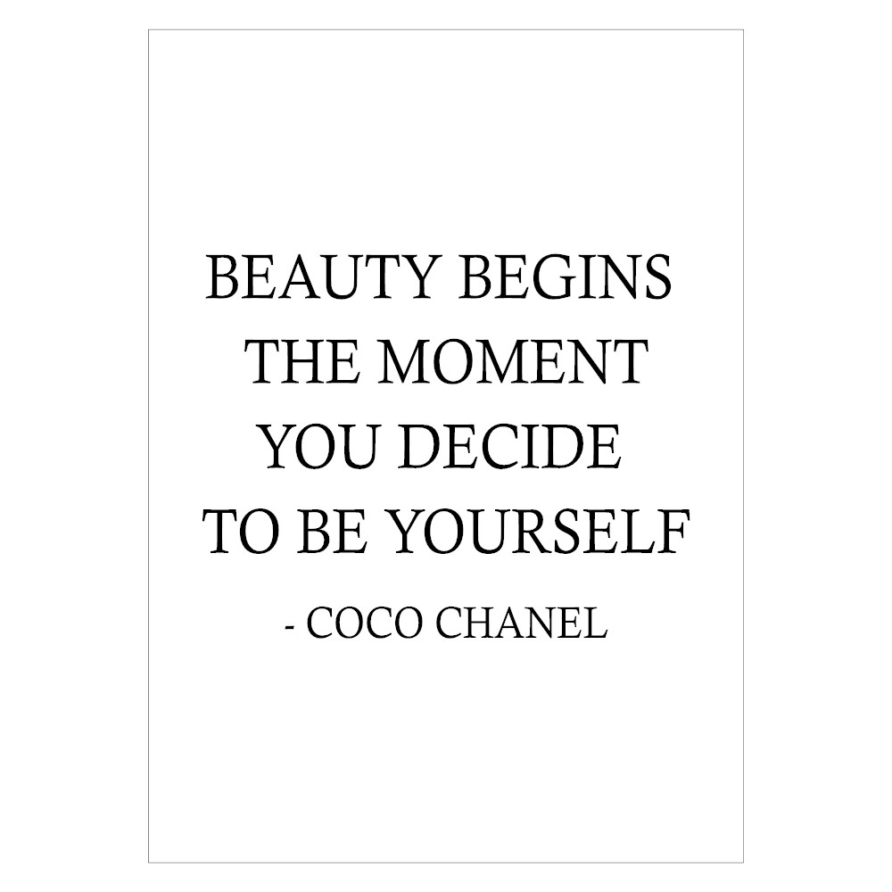 musiker partiskhed Støjende Coco Chanel - Beauty Begins - plakat med citat. billig fragt.
