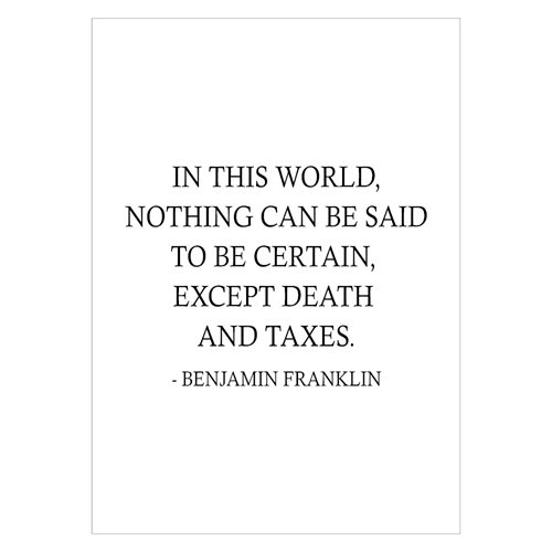 Plakat med citat af Benamin Franklin - In this World 
