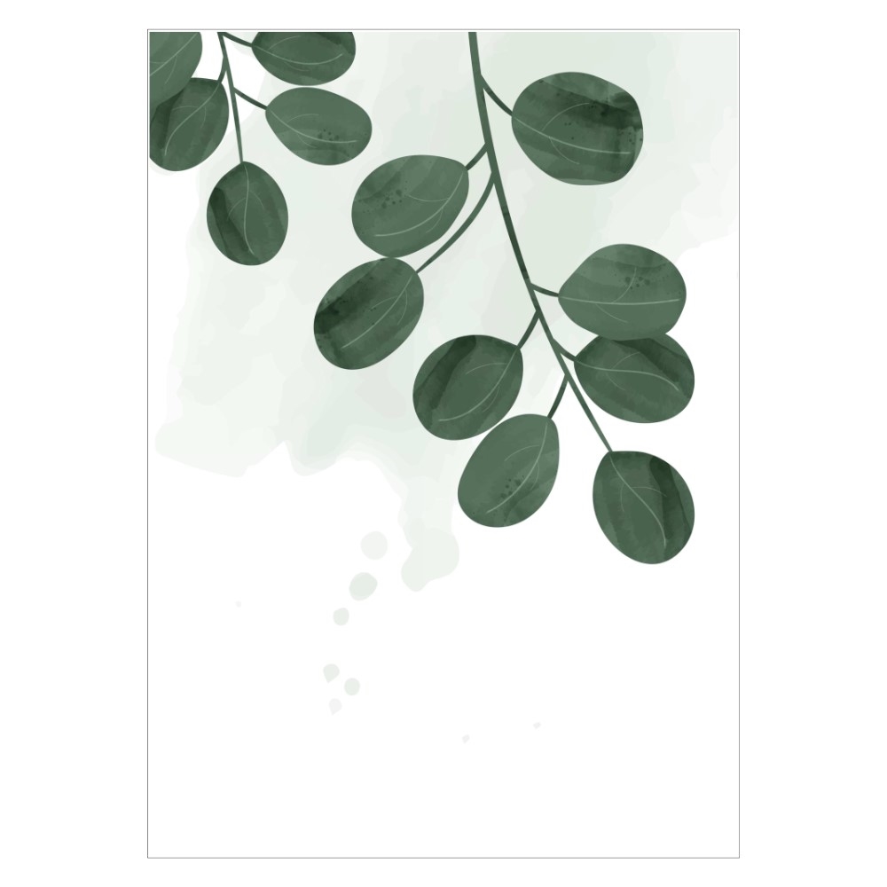 Blive opmærksom entusiastisk Busk Plakat med plantemotiv - Grønne blade i akvarel