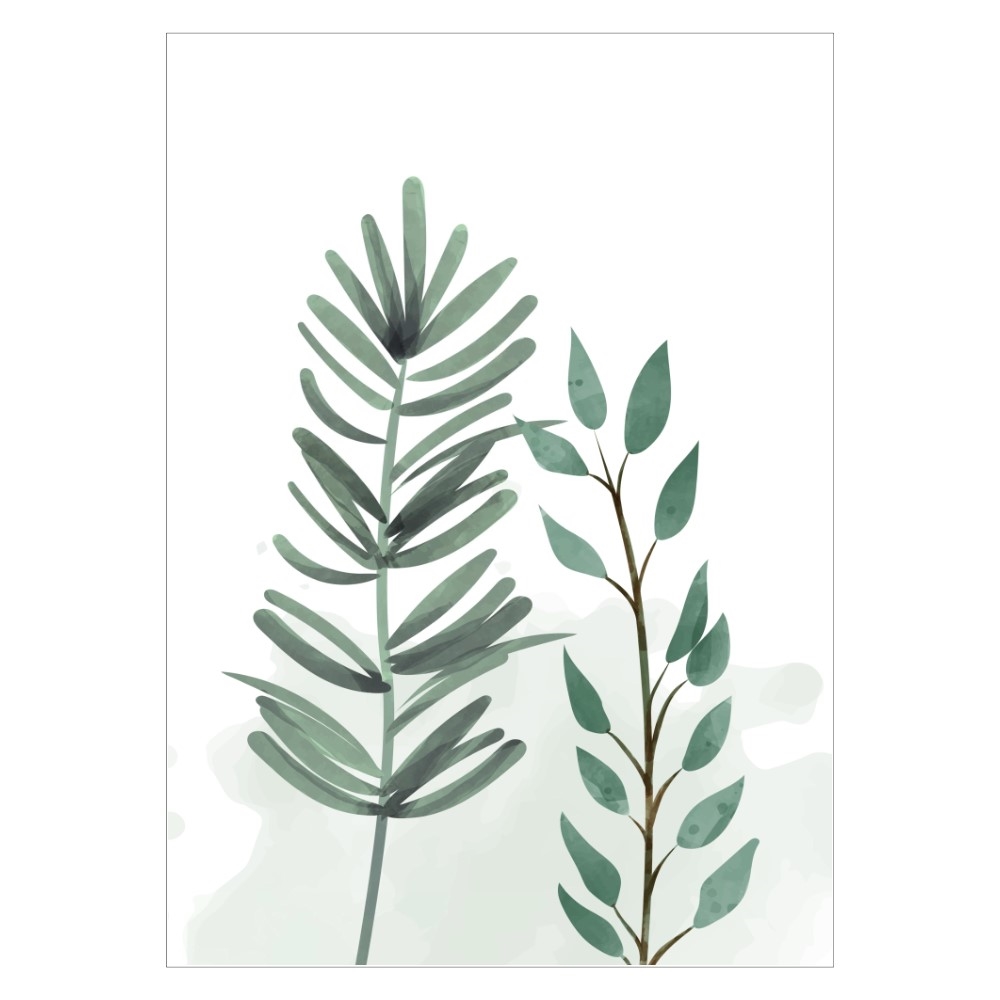 Plakat med to grønne planter - design