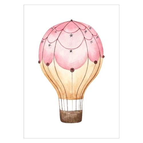 Retro watercolor luftballon med ballon i lyserød farve