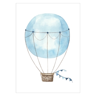 Retro watercolor luftballon med ballon i lyseblå farve