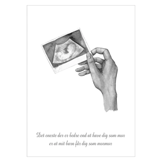 Baby på vej - køb en flot plakat online i dag. Bedårende familie plakat med illustration af et ultralyd billede. 