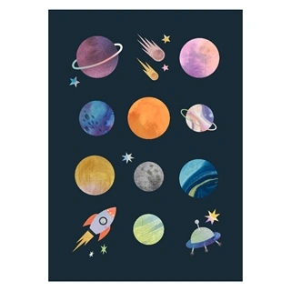 Plakat med farverig akvarel Galaxy