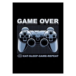Gamer plakat - Game over med Eat, sleep, game, repeat