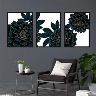 Plakatsæt blomster Dahlia med lys baggrund
