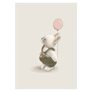 Plakat - Sød kanin med ballon