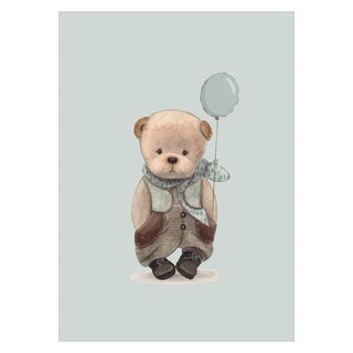 Plakat - Sød lille Bamse med ballon