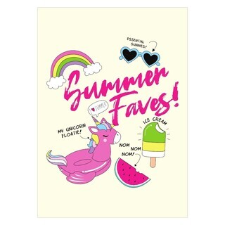 Smart plakat med alle sommer favoritterne som badedyr is og solbriller 