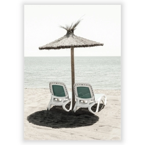 Plakat med 2 strandstole i solen